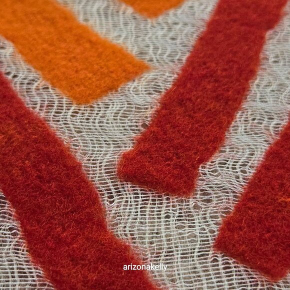 NWOT Zoe Woven Scarf with Vibrant Wool Stripes Red & Orange - Picture 2 of 16